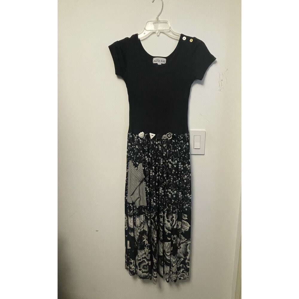 Alexa Rae Dress Black Ribbed Upper Satiny Lower Dress